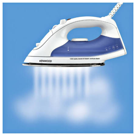 Kenwood Steam Iron 1520 Watts Non-Stick coating sole plate ST387, White And Blue